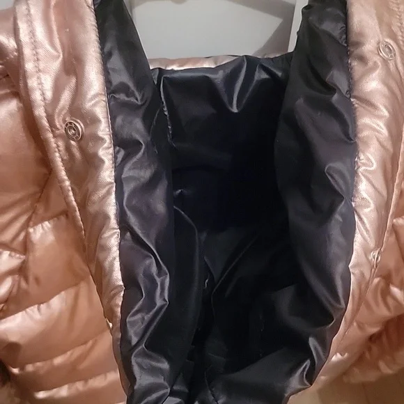 Victoria's Secret Women's Shiny Rose Gold Puffer Jacket. Size Small. - Picture 3 of 12